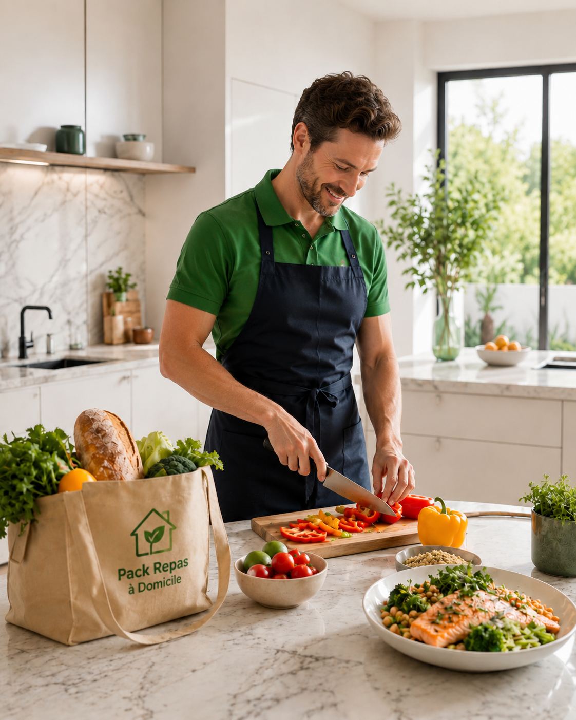 Préparation de repas et rangement des courses à domicile