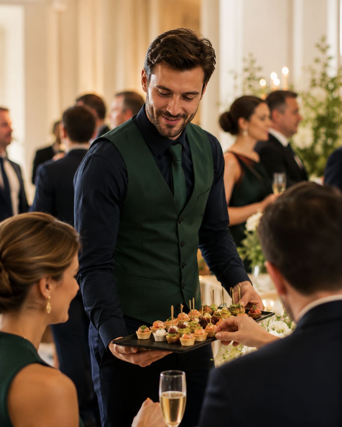 Accueil des invités pendant une réception